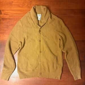 L.L.Bean Lambswool golden brown cardigan Size L